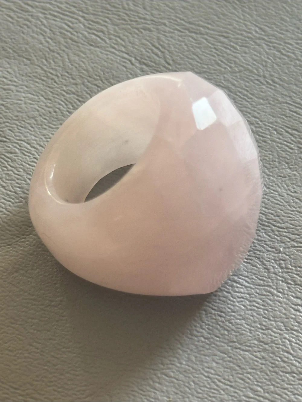 Hand Carved Pink Quartz Ring All Stone Ring. Size 7 (26g)